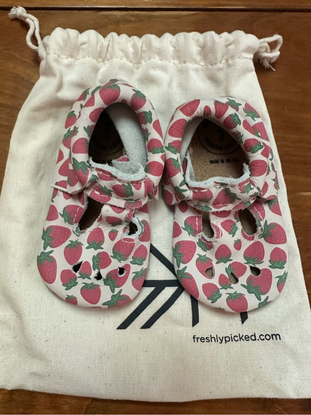 Freshly Picked Strawberries ‘n’ Cream Mary Jane Baby Shoe Soft Sole